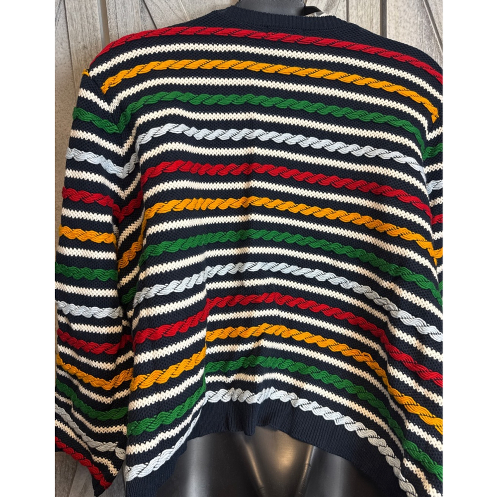 Women's LA LIGNE Cardigan 4X Navy Multi-color Striped - Picture 4 of 5
